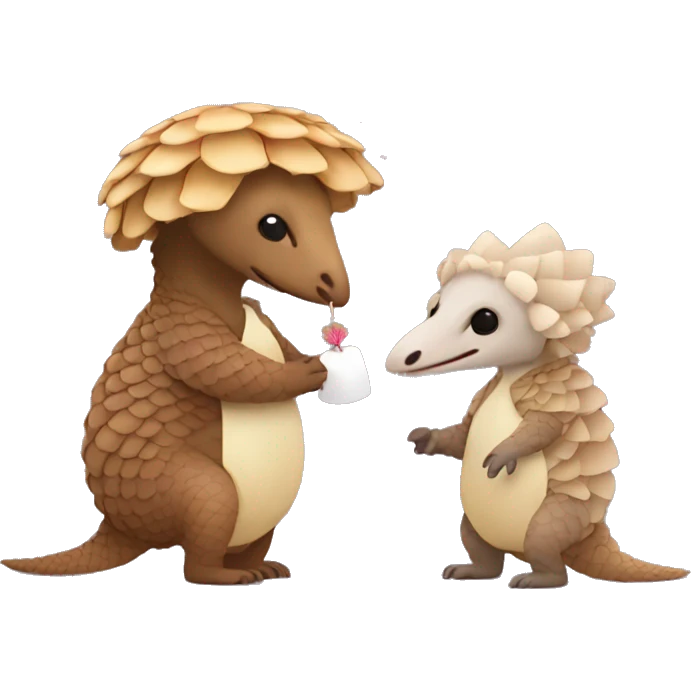 Pangolin marrying another pangolin emoji