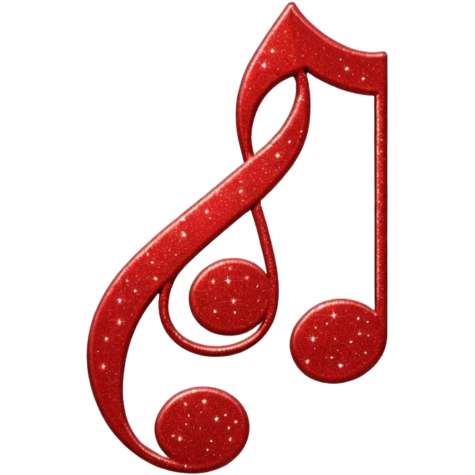 red glitter music note emoji