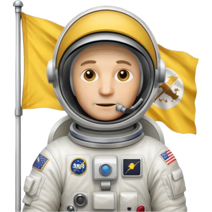 old astronaut with yellow flag in hand emoji
