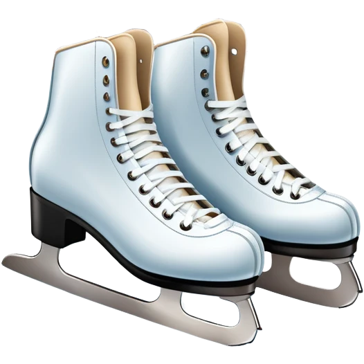 An icon featuring a pair of elegant figure skates resting on scratched, worn ice. In the background, cheering spectators fill the stands of a grand stadium, creating a vibrant atmosphere. Transparent background highlights the essence of figure skating performance emoji
