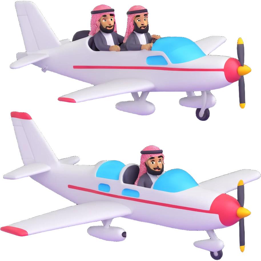 two Arab men flying a plane emoji