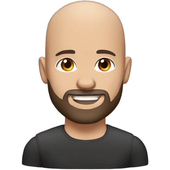 White girl brunette muscular black bald man with beard emoji