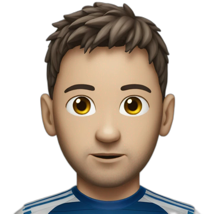 A mix between messi and an alien emoji