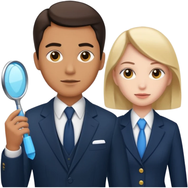detective man interviewing cleaning girl  emoji