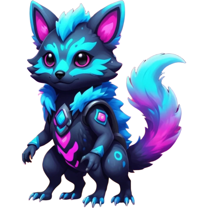 Epic Edgy Cute Colorful Vibrant Dark Nebula Modern Vernid-Protogen-creature-animal, full body emoji