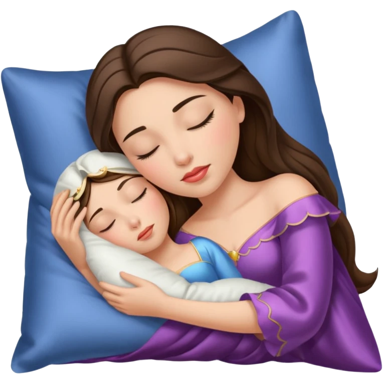 sleeping beauty brunette white girl with a silk pillow emoji