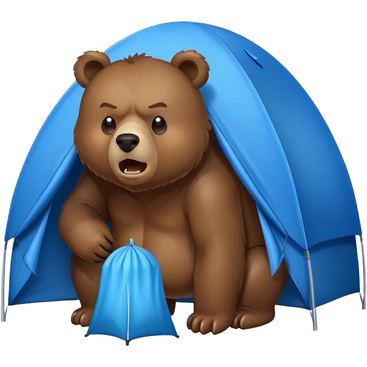 angry bear sniffing a tent emoji
