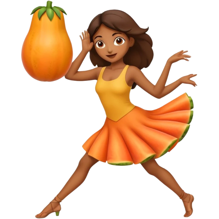 A brown girl dancing on a papaya  emoji