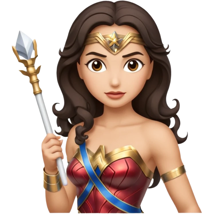 Wonder Woman holding white orchestra baton emoji