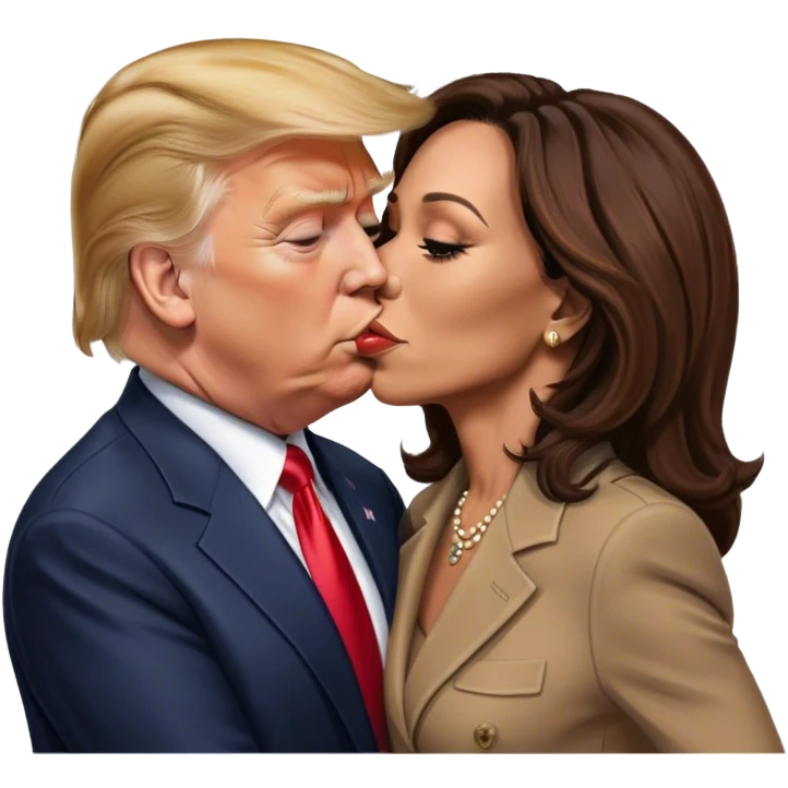 donald trump kissing kamala harris emoji