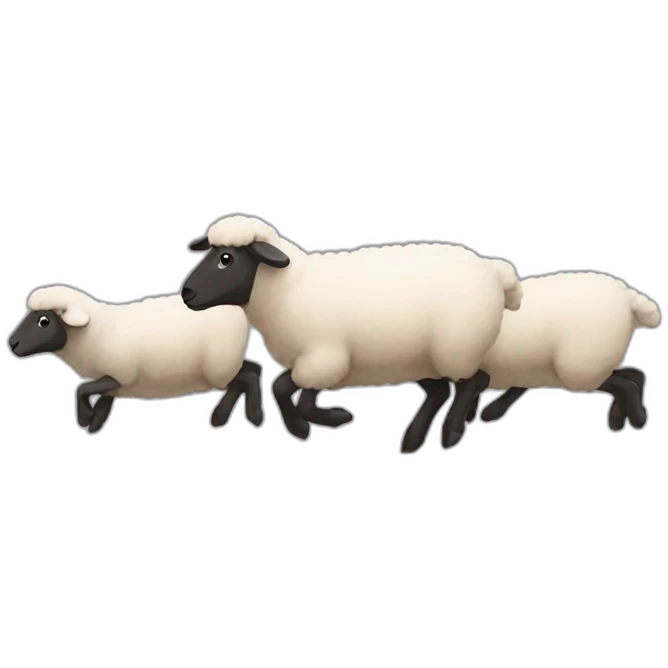 5 sheep running to the left from right emoji