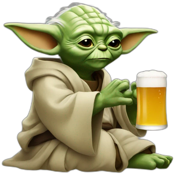 yoda drinking a beer emoji