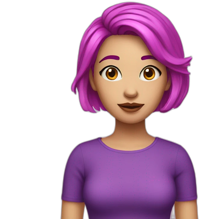 girl, purple eyecolor, hot pink bob haircut, fair skin emoji