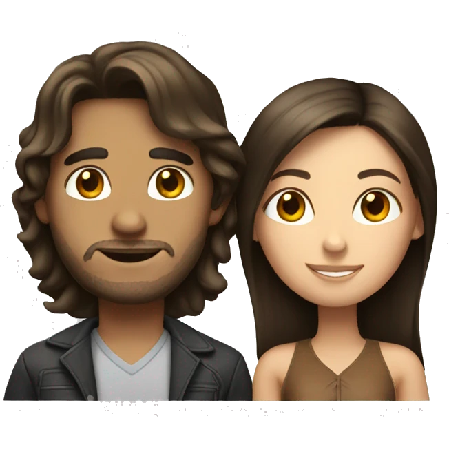 brunette girl with taller brunette boyfriend  emoji