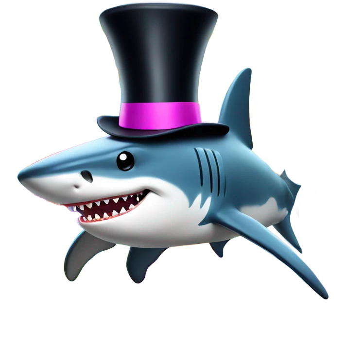 Shark with a top hat with balls emoji