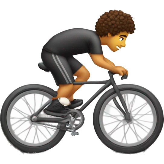 Criança menino cabelo loiro em cima de uma bicicleta  emoji
