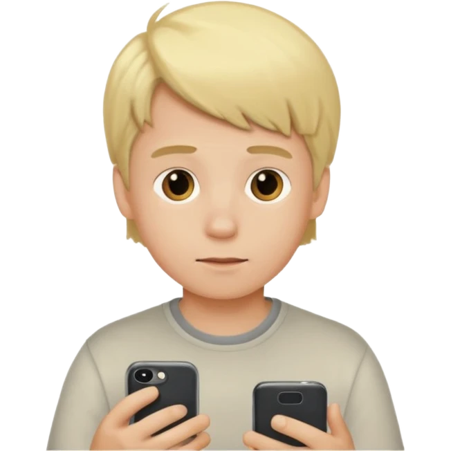 A blond boy looking at his phone emoji