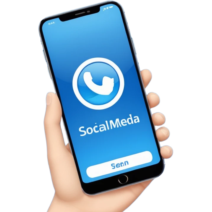 Ad on phone blue colors social media emoji