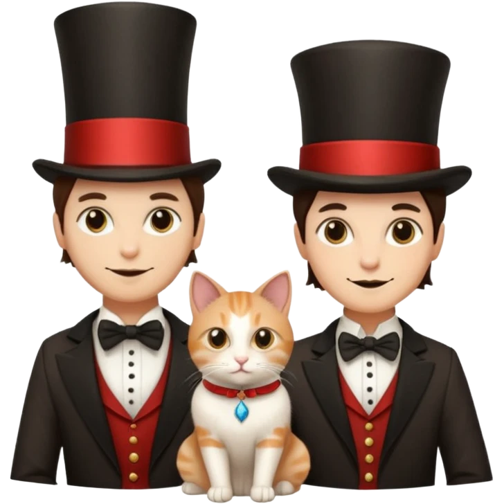 magician couple and their pet cat emoji