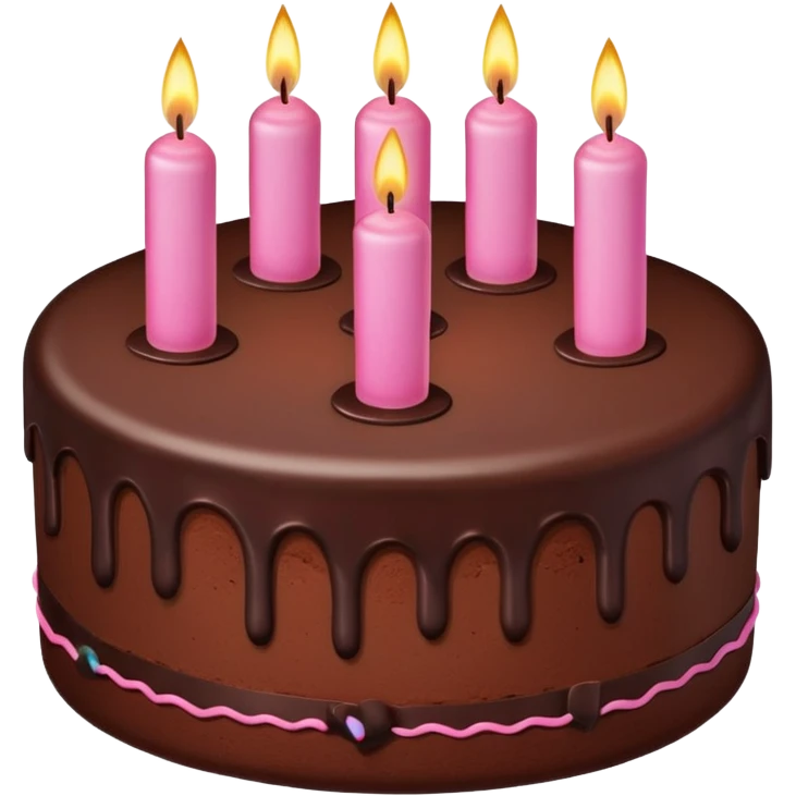 Create a chocolate birdthay cake with pink candles emoji