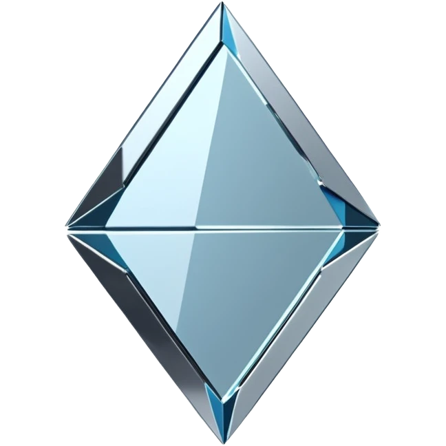 broken mirror shard emoji, sharp chrome edges, high contrast reflections, futuristic minimal 3D style, isolated on white emoji