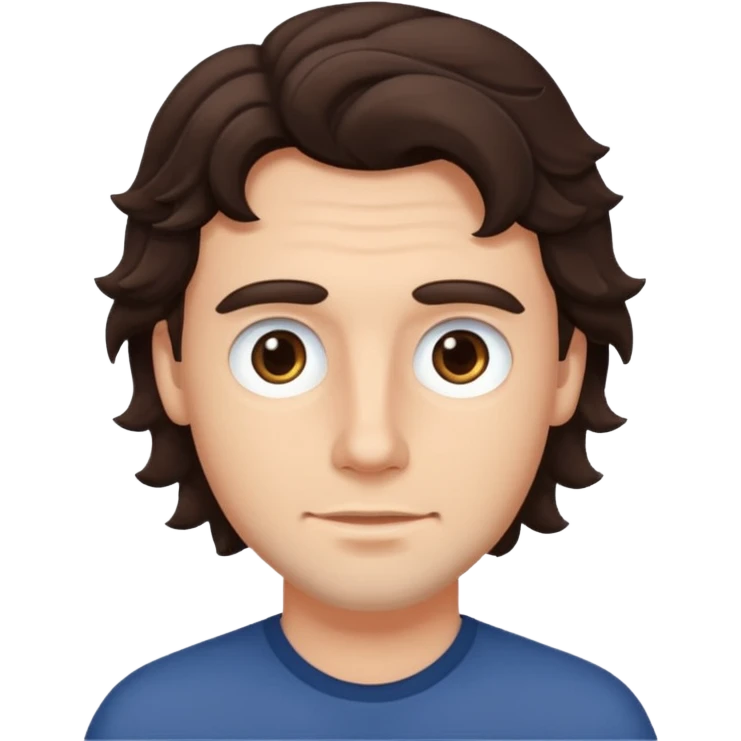 White guy, no beard, dark brown wavy hair and eyes emoji