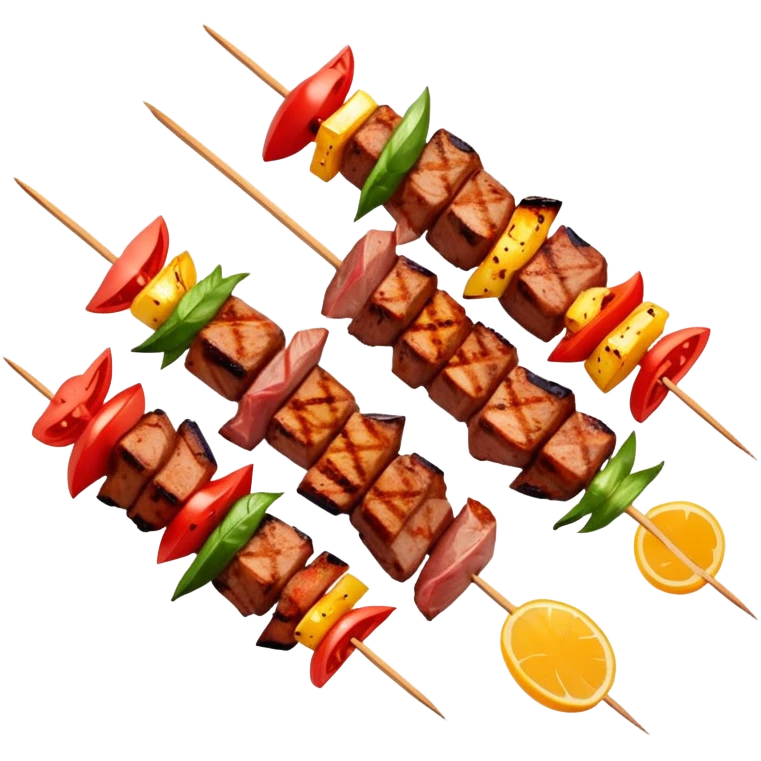 Chuanr meat skewers street food with gentle colors emoji