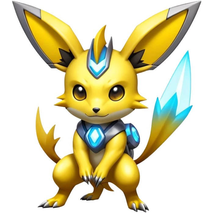 Shiny Futuristic Colorful Cyber-Pichu-Raichu-Renamon-Zeraora-hybrid-creature emoji