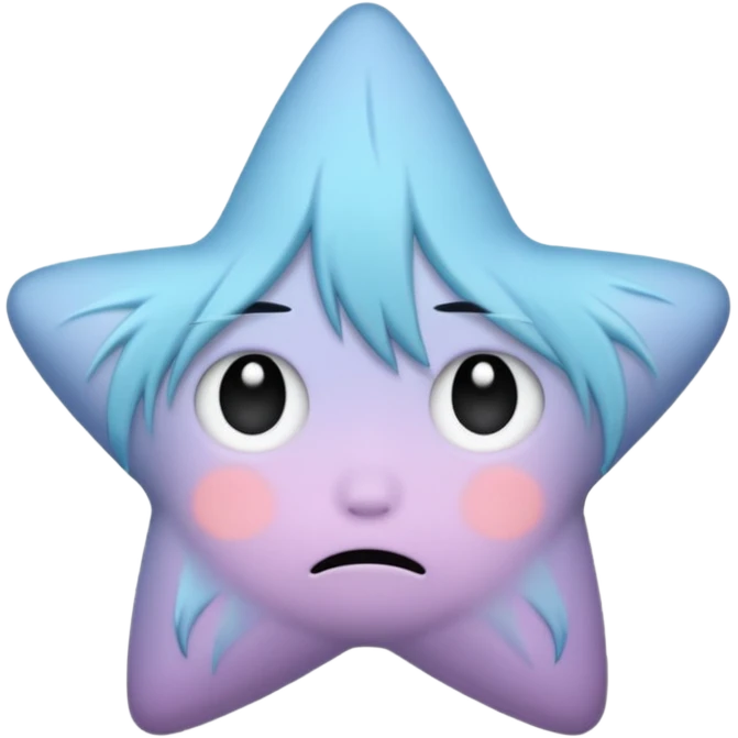 pastel emo black star with a sad face emoji