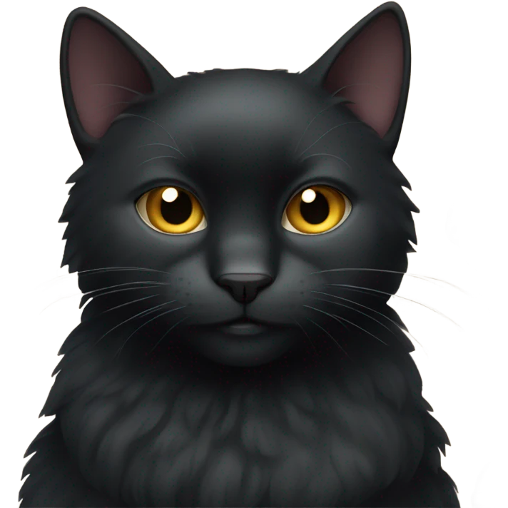 Sweet big black cat with wool emoji