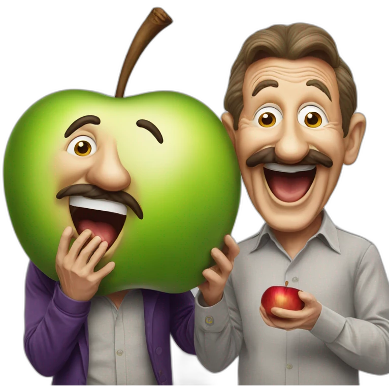 Chuckle Brothers eating a giant apple emoji