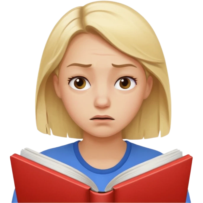 Create a blonde girls that is stressed because of studying. emoji