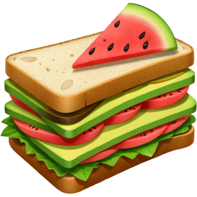 Sandwich with watermelon, wood and avocado emoji