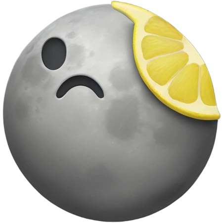 moon grey and full, with a lemon turning around the moon emoji