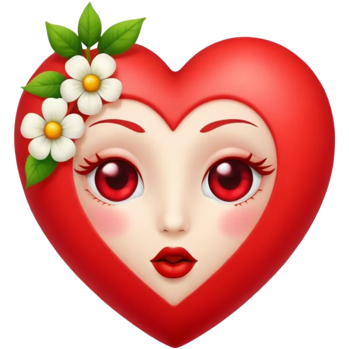 Red heart with eyes and blooming a kiss emoji