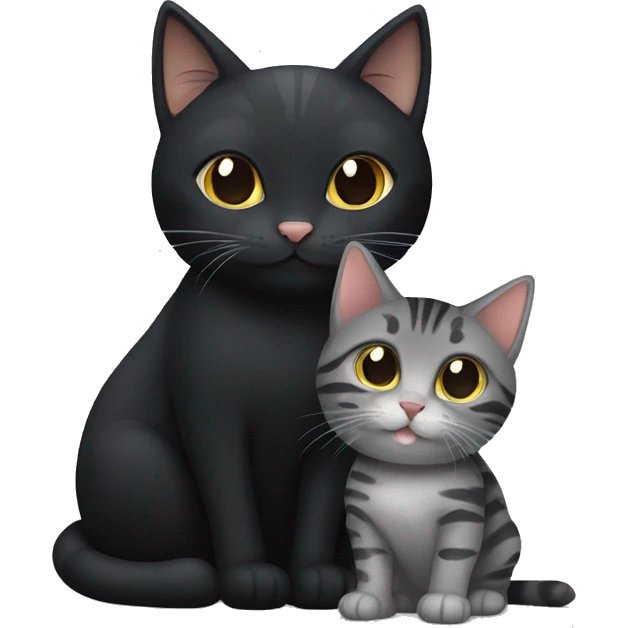 all black cat and a grey tabby cat emoji