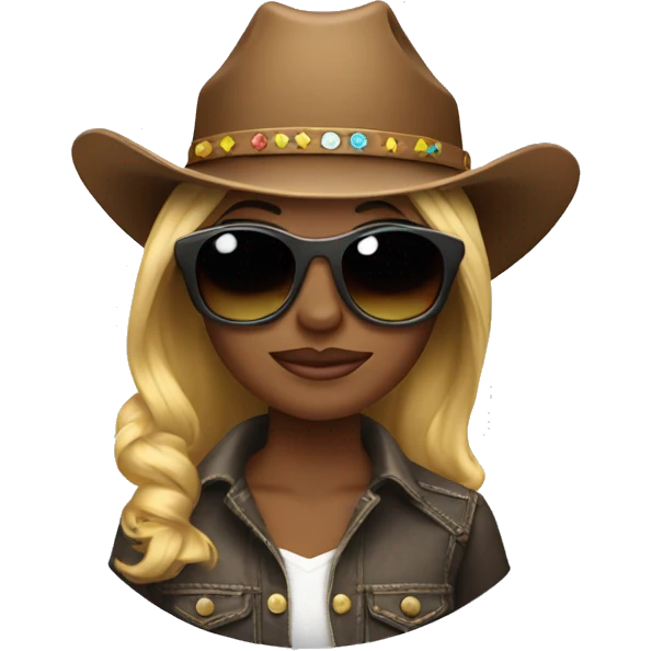 Cowgirl with sunglasses with highlights in hair emoji