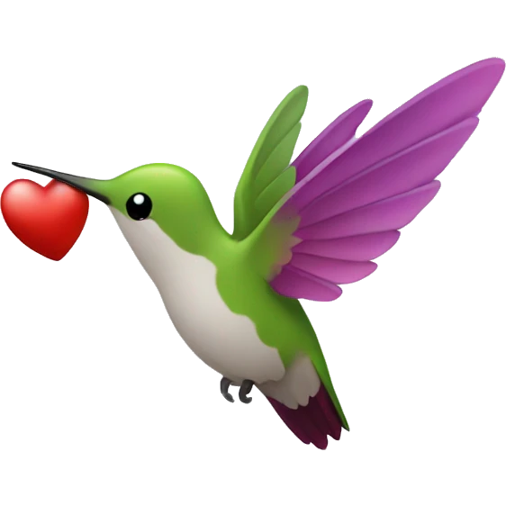 Hummingbird with floating hearts emoji