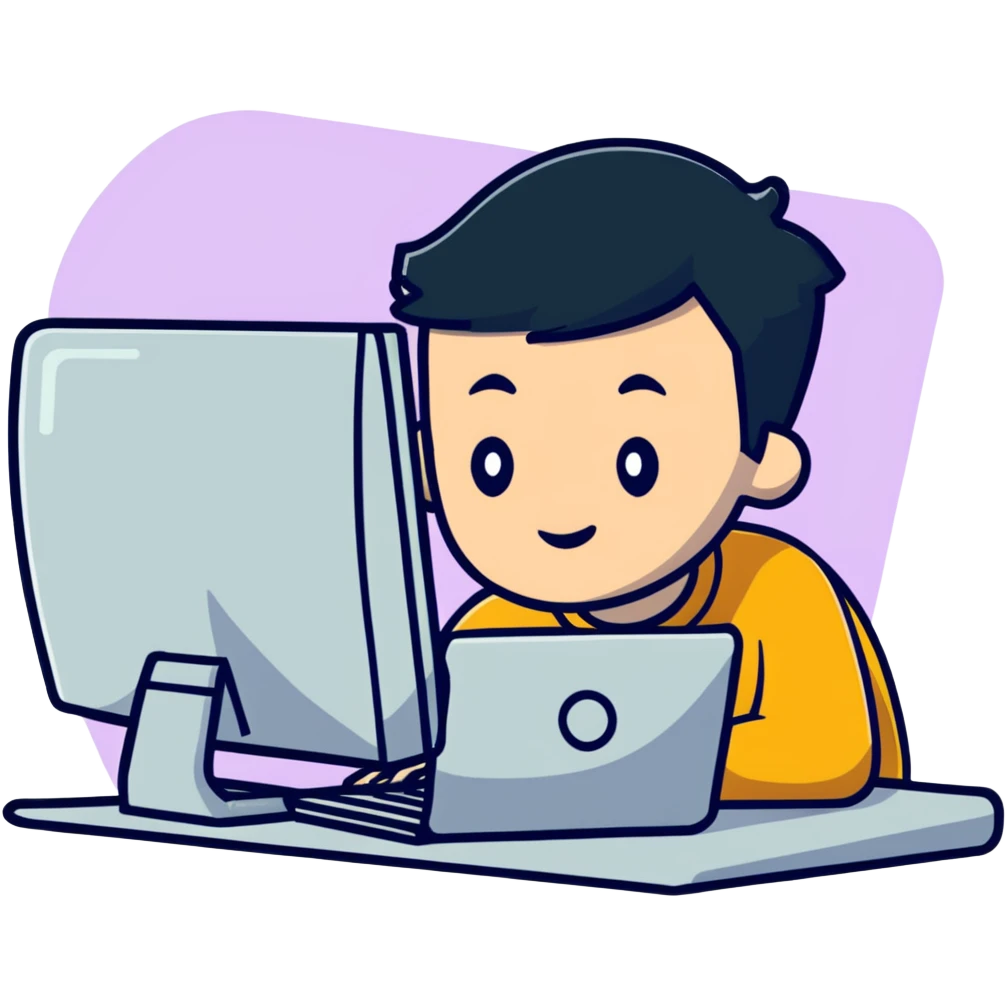 person rescheduling work shift on computer emoji