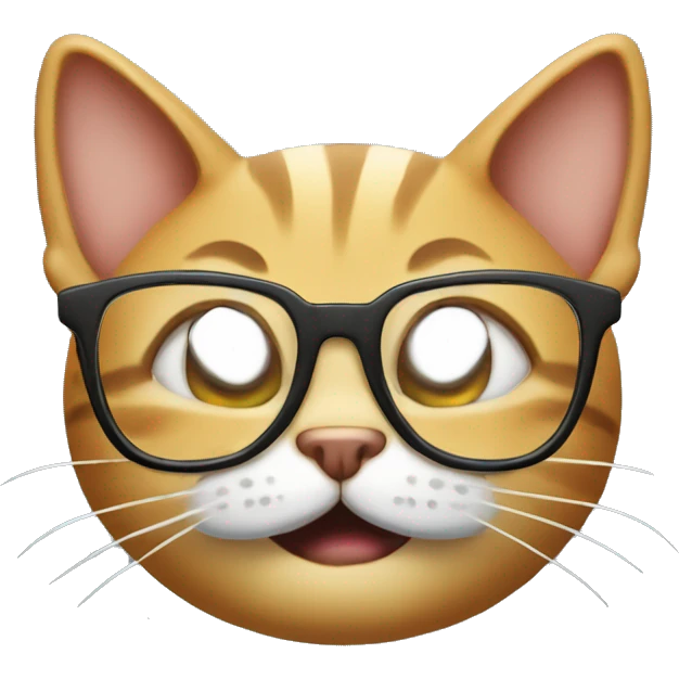 smirking cat with nerdy teeth and glasses emoji