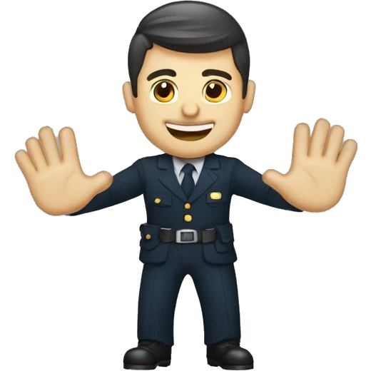 AGENTE DE SEGUROS APUNTANOD ARRIBA CON SUS MANOS emoji