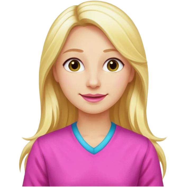 Illustrate Enid Sinclair with long blonde hair streaked with pink, colorful clothes & bright cheerful expression. emoji