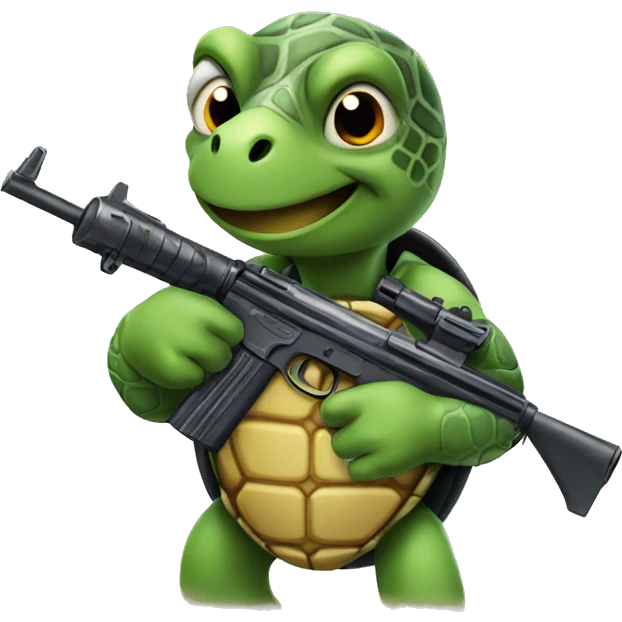 Turtle with gun and phone emoji