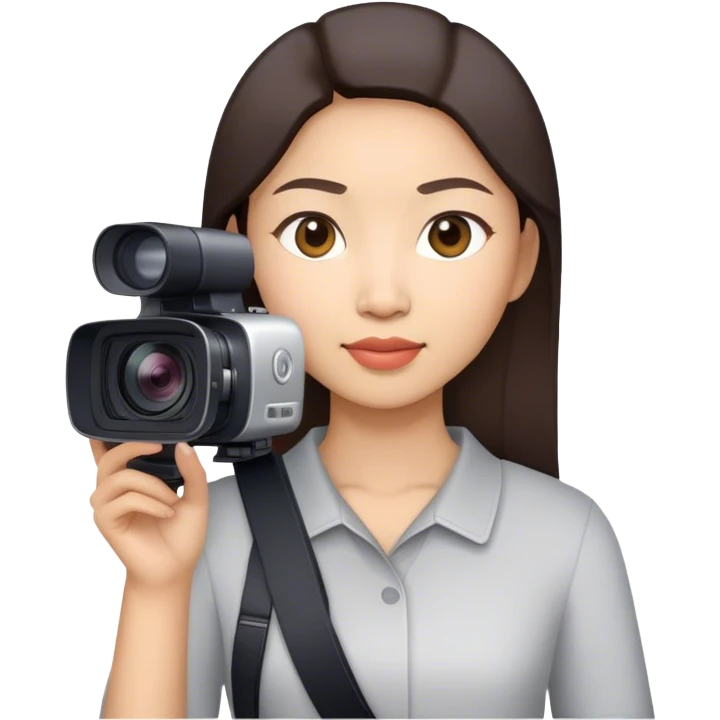 Asian Woman with a shoulder video camera emoji