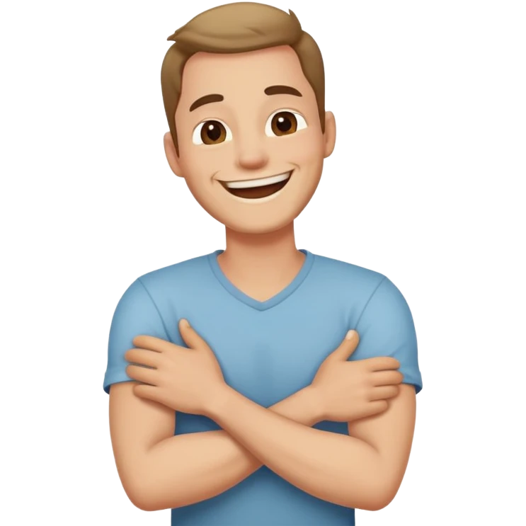 Arms crossed holding neck laughing guy emoji