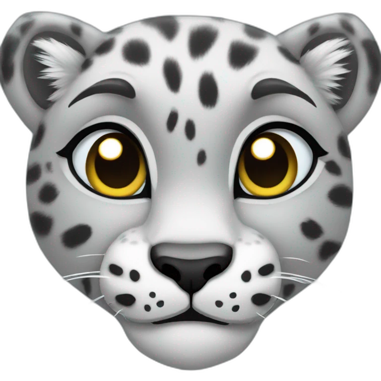 funny snow leopard shows a heart with paws emoji