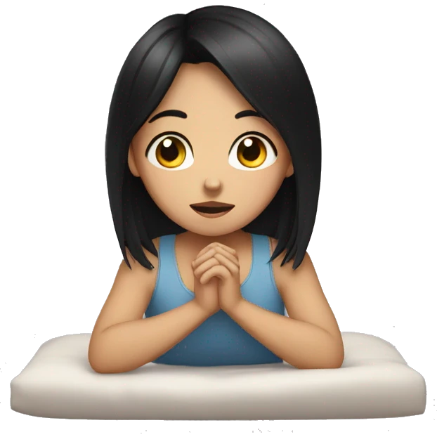 girl with black hair begging to sleep emoji