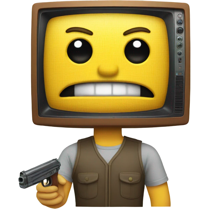 guy with a tv for a head with a toy gun emoji