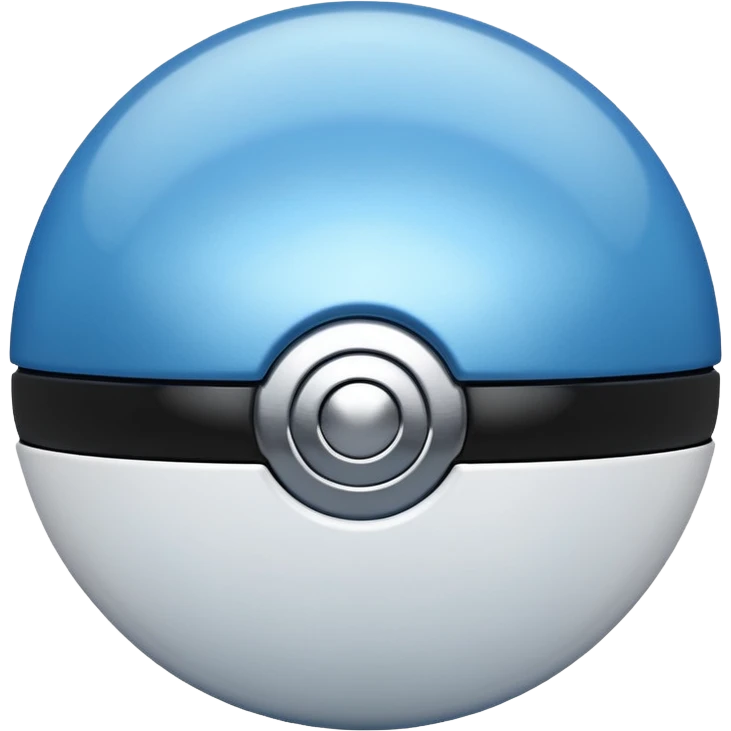 blue pokeball emoji, top half is a more saturated blue, bottom half is white, black stripe, with a metallic sheen emoji
