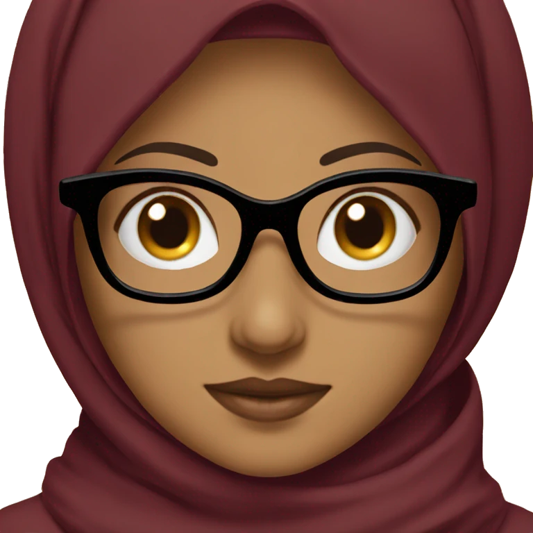 Hijabic girl with a burgundy coat and black glases emoji